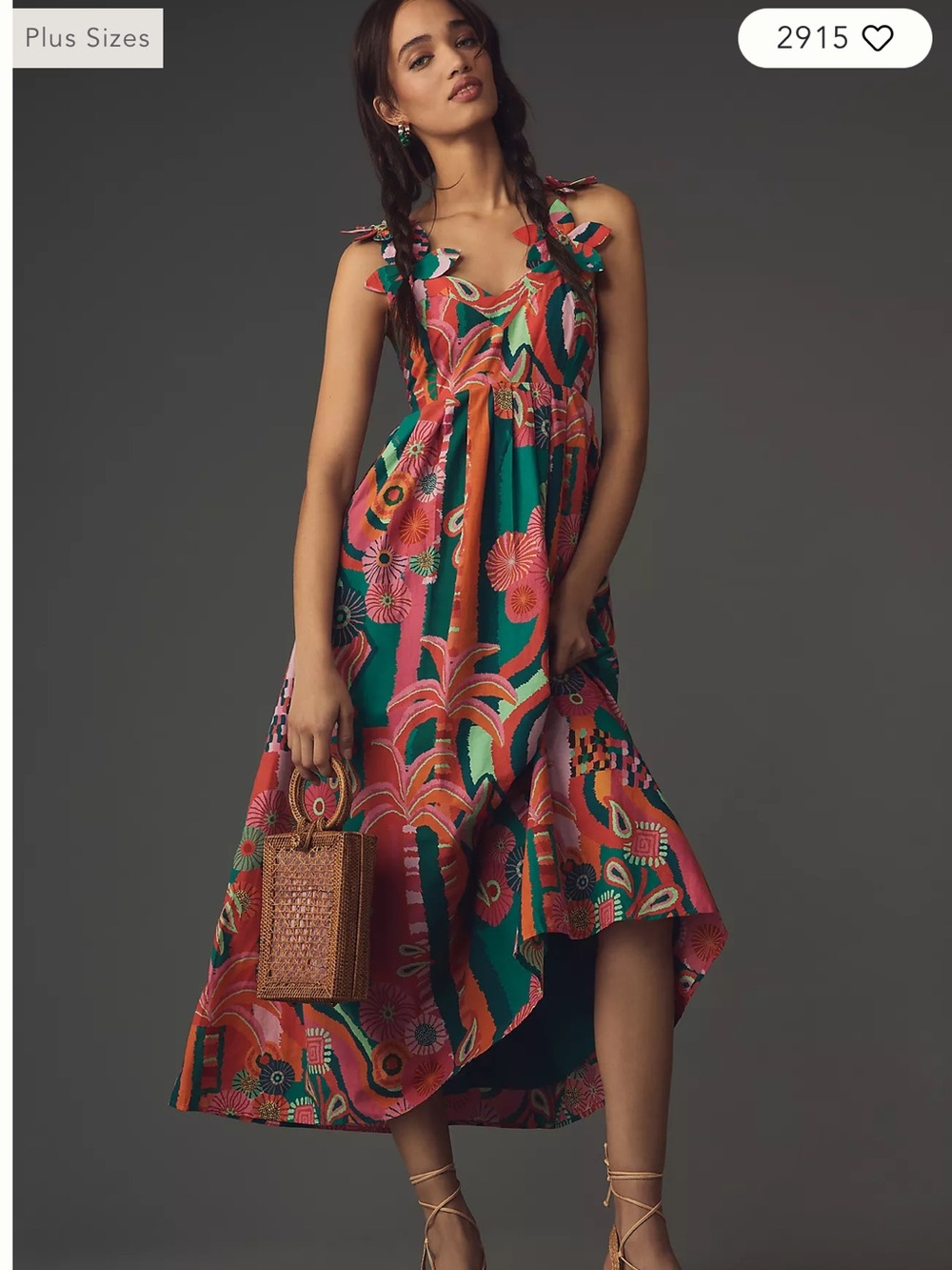 NWT Farm Rio x Anthropologie Pleated Palm Midi Dress